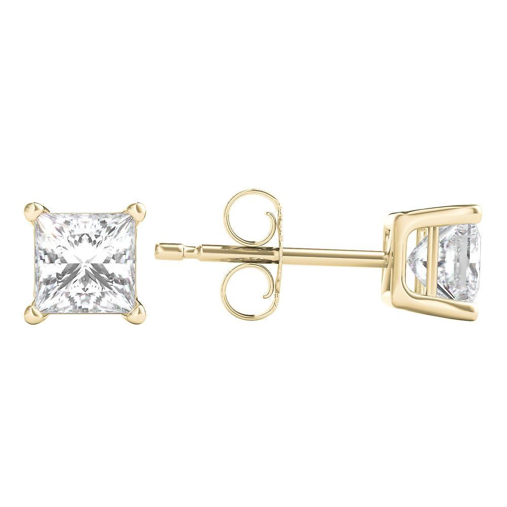 1 ct. tw. Princess Cut Diamond 4-Prong Stud Earrings in 14K Yellow Gold