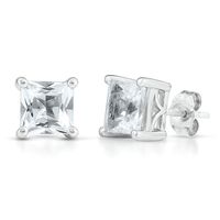 Lab-Created White Sapphire Stud Earrings in Sterling Silver