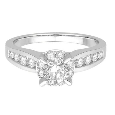 7/8 ct. tw. Diamond Halo Engagment Ring 14K White Gold