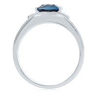 Men's London Blue Topaz & Diamond Ring Sterling Silver