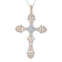 3/4 ct. tw. Diamond Cross Pendant in 10K Rose & White Gold
