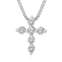 Diamond Cross Pendant in Sterling Silver