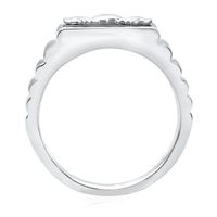 Men's Onyx & Diamond Claddagh Ring Sterling Silver