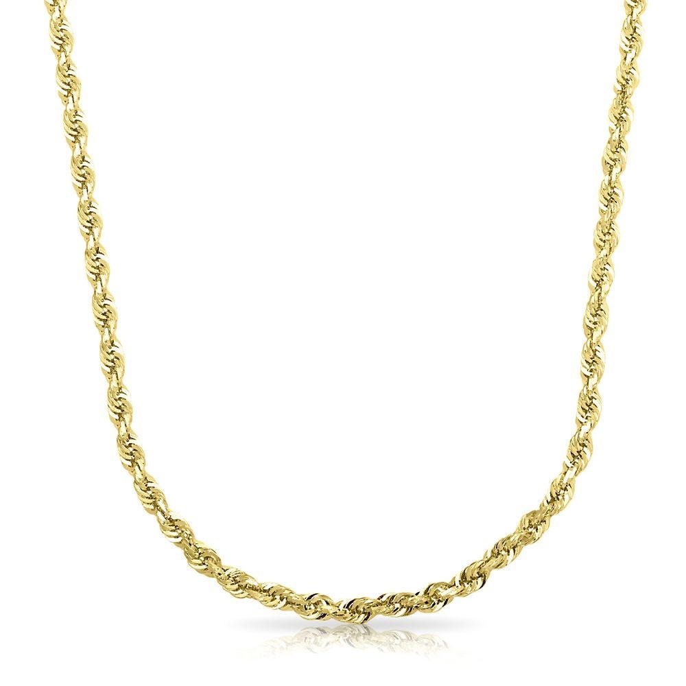 Light Glitter Rope Chain in 14K Yellow Gold, 24"