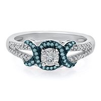 1/8 ct. tw. Blue & White Diamond Promise Ring Sterling Silver