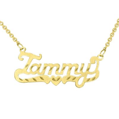 Diamond-Cut Nameplate Pendant in 24K Yellow Gold over Sterling Silver