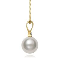 Akoya Cultured Pearl & Diamond Pendant in 14K Yellow Gold