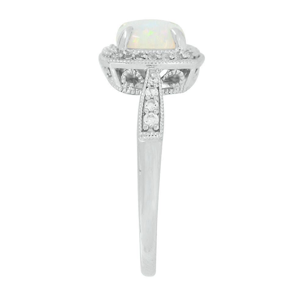 Lab-Created Opal & White Sapphire Ring Sterling Silver