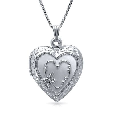 Mother of Pearl Heart Locket in Sterling Silver