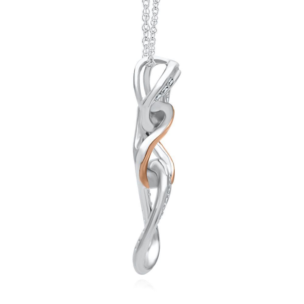 1/10 ct. tw. Diamond Pendant in Sterling Silver & 10K Rose Gold