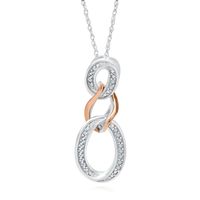 1/10 ct. tw. Diamond Pendant in Sterling Silver & 10K Rose Gold