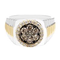 Men's ct. tw. Champagne & White Diamond Ring 10K Yellow Gold