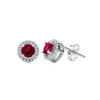 Ruby & 1/10 ct. tw. Diamond Stud Earrings in 10K White Gold