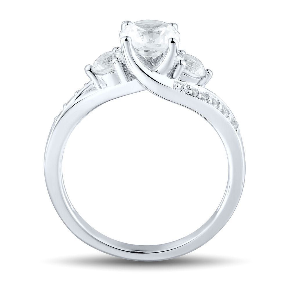 Lab-Created White Sapphire Three-Stone Ring Sterling Silver