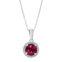 Ruby & Diamond Pendant in 10K White Gold