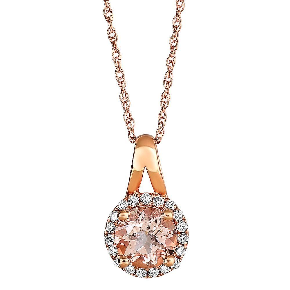 Morganite & 1/10 ct. tw. Diamond Pendant in 10K Rose Gold