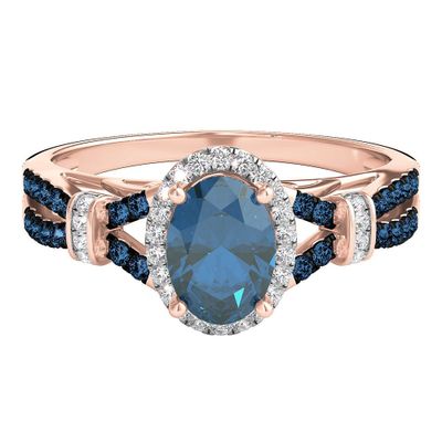 Blue Topaz & 1/5 ct. tw. White Diamond Ring 10K Rose Gold