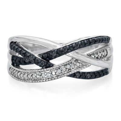 Black & White Diamond Ring in Sterling Silver