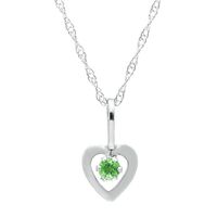 Children's August Birthstone Heart Pendant in 14K White Gold