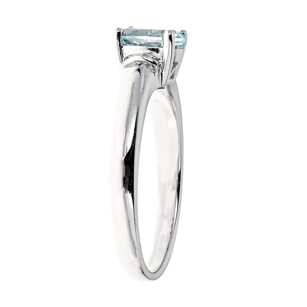 Aquamarine & Diamond Ring Sterling Silver