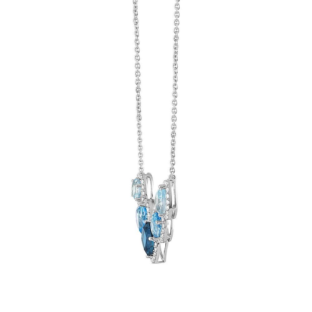 Blue Topaz & Lab-Created White Sapphire Necklace in Sterling Silver