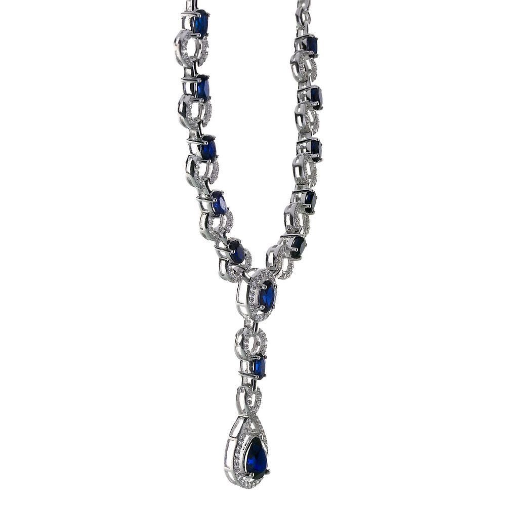 Lab-Created Sapphire Necklace in Sterling Silver