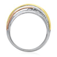 1/5 ct. tw. Diamond Tricolor Ring Sterling Silver & 10K Gold