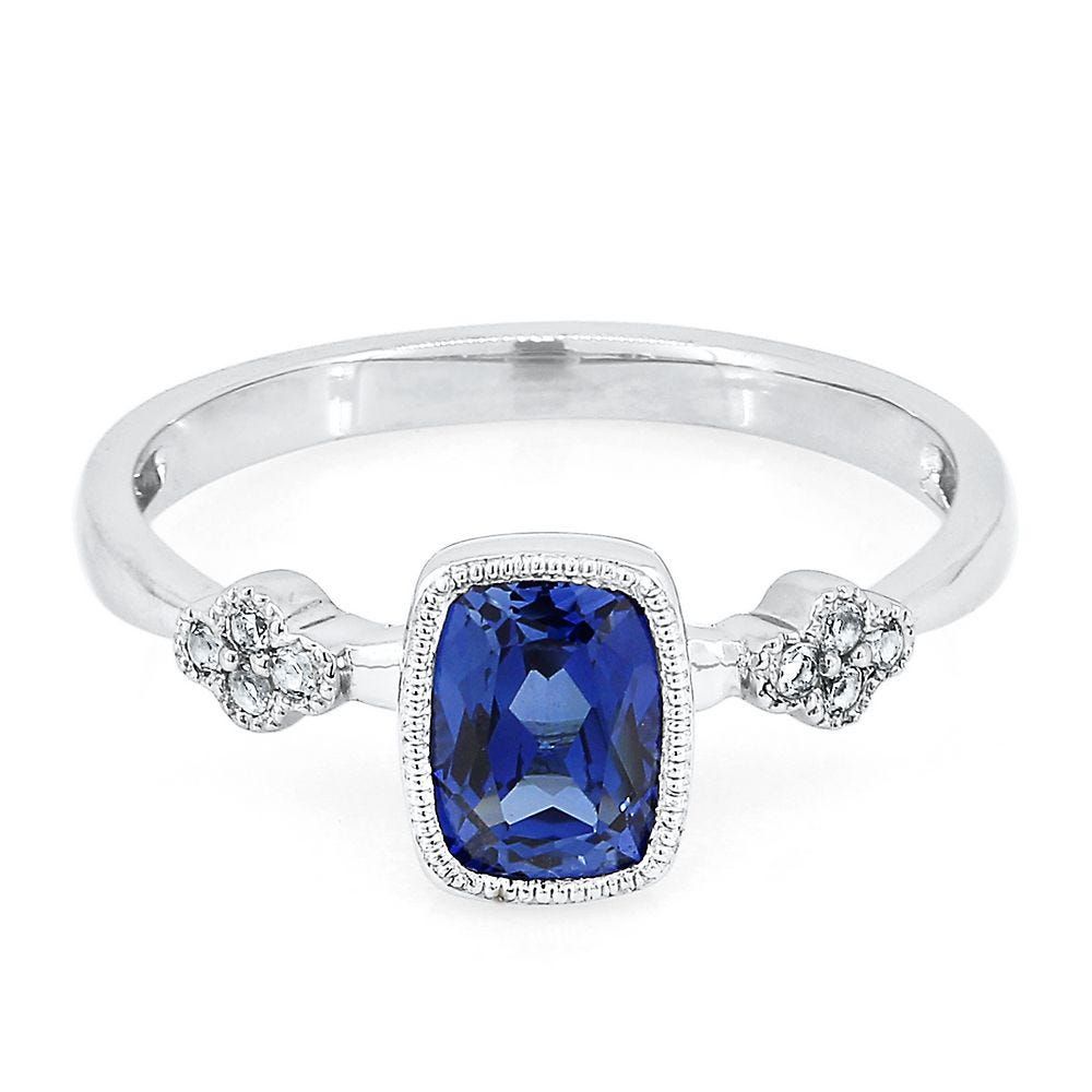 Lab-Created Blue & White Sapphire Stack Ring Sterling Silver