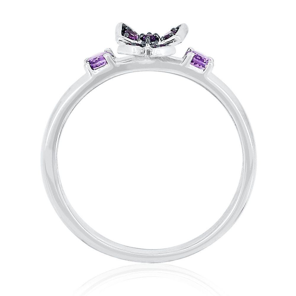 Amethyst Butterfly Stack Ring Sterling Silver