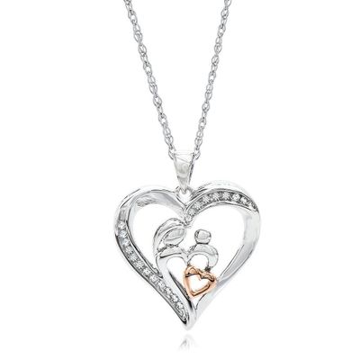 1/10 ct. tw. Diamond Heart Pendant in Sterling Silver & 10K Rose Gold