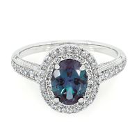 Lab-Created Alexandrite & White Sapphire Halo Ring Sterling Silver