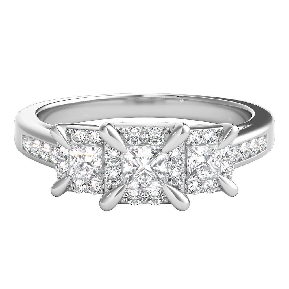 1/2 ct. tw. Diamond Three-Stone Ring 10K White Gold