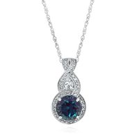 Lab-Created Alexandrite & White Sapphire Pendant in Sterling Silver