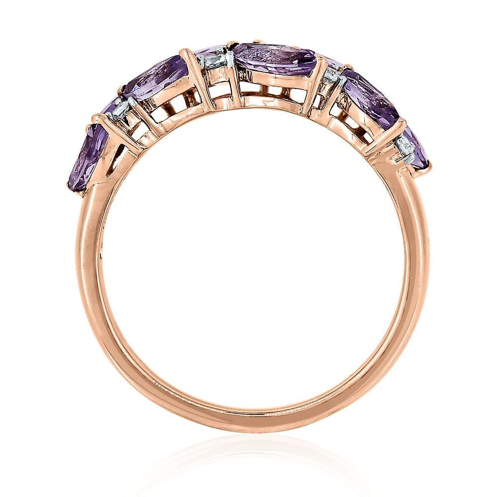 Rose de France Amethyst & White Sapphire Ring 10K Gold