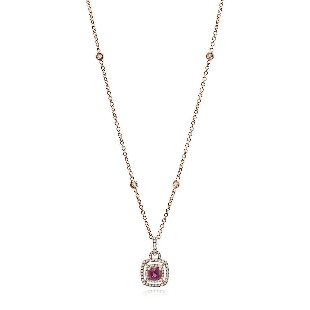 Rubellite & 3/8 ct. tw. Diamond Pendant in 14K Rose Gold