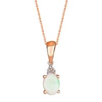 Opal & Diamond Pendant in 10K Rose Gold