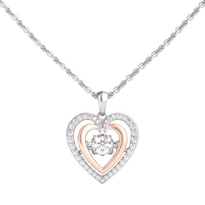 Lab-Created White Sapphire Heart Pendant in Sterling Silver