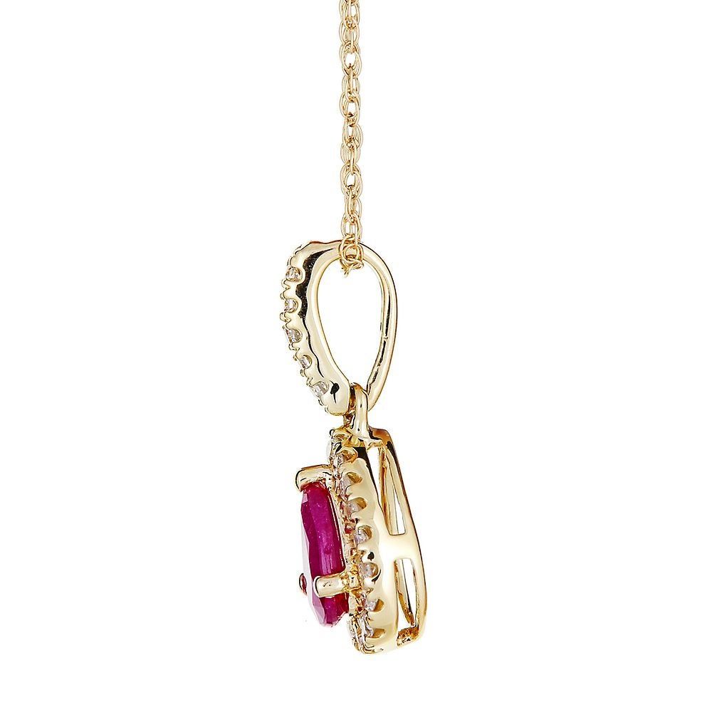 Ruby & 1/10 ct. tw. Diamond Pendant in 10K Yellow Gold