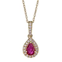 Ruby & 1/10 ct. tw. Diamond Pendant in 10K Yellow Gold