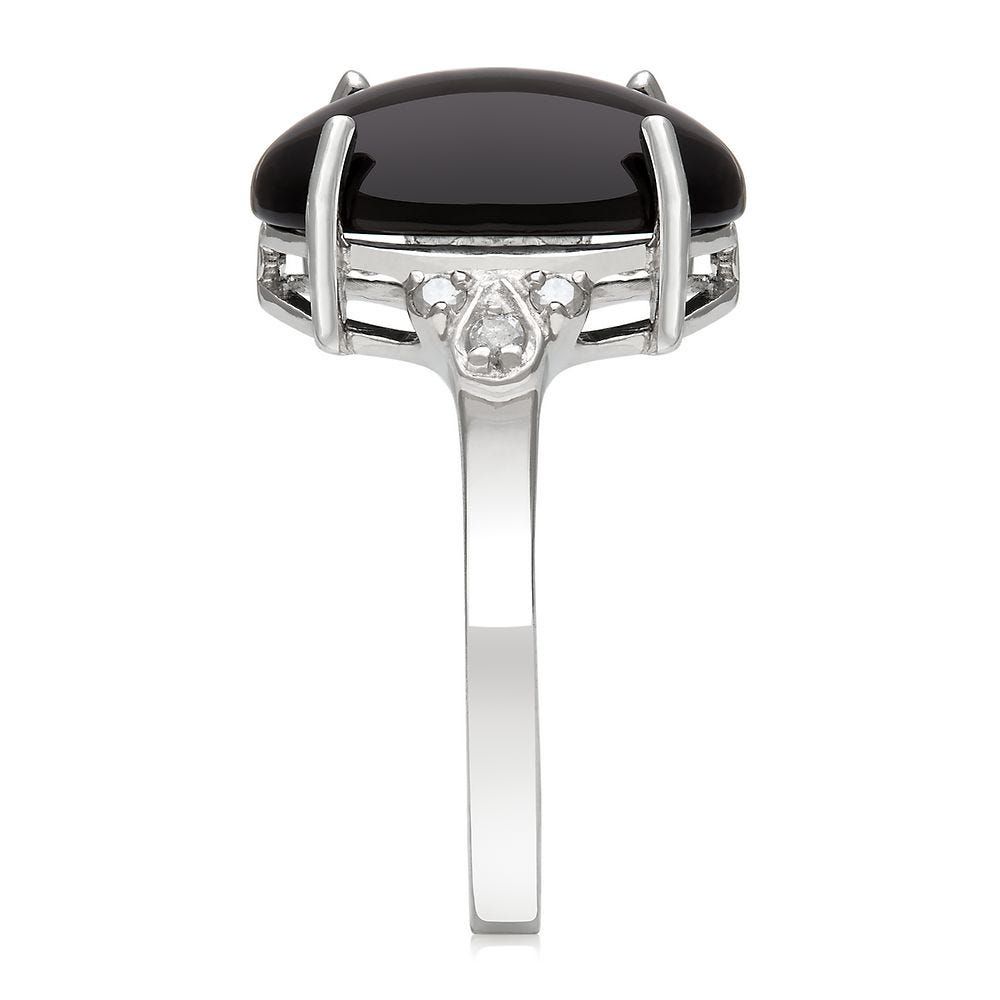 Onyx & Lab-Created White Sapphire Ring in Sterling Silver