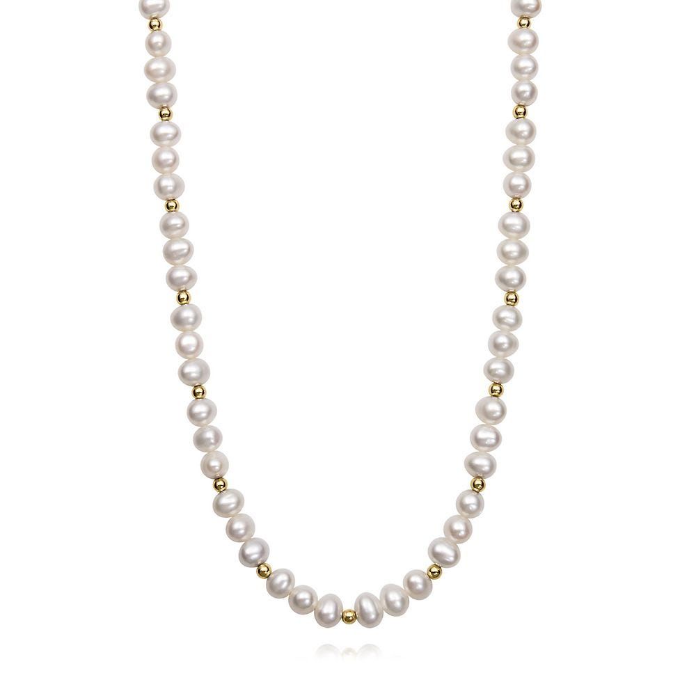 Children's Freshwater Cultured Pearl Necklace & Bracelet Set in 14K Yellow Gold
