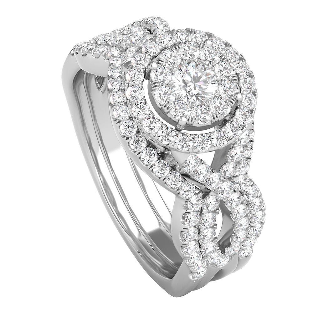 1 1/4 ct. tw. Multi-Diamond Round Center Engagement Ring Set 14K White Gold