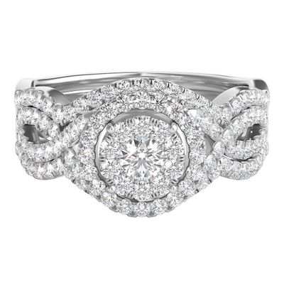 1 1/4 ct. tw. Multi-Diamond Round Center Engagement Ring Set 14K White Gold