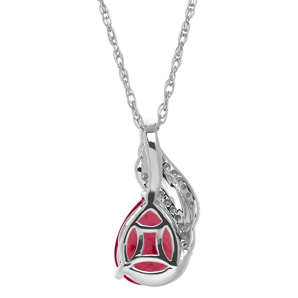 Lab-Created Ruby & Diamond Pendant in Sterling Silver