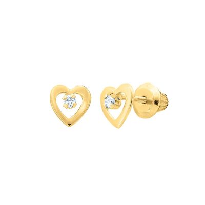 Children's Diamond Heart Earrings in 14K Yellow Gold