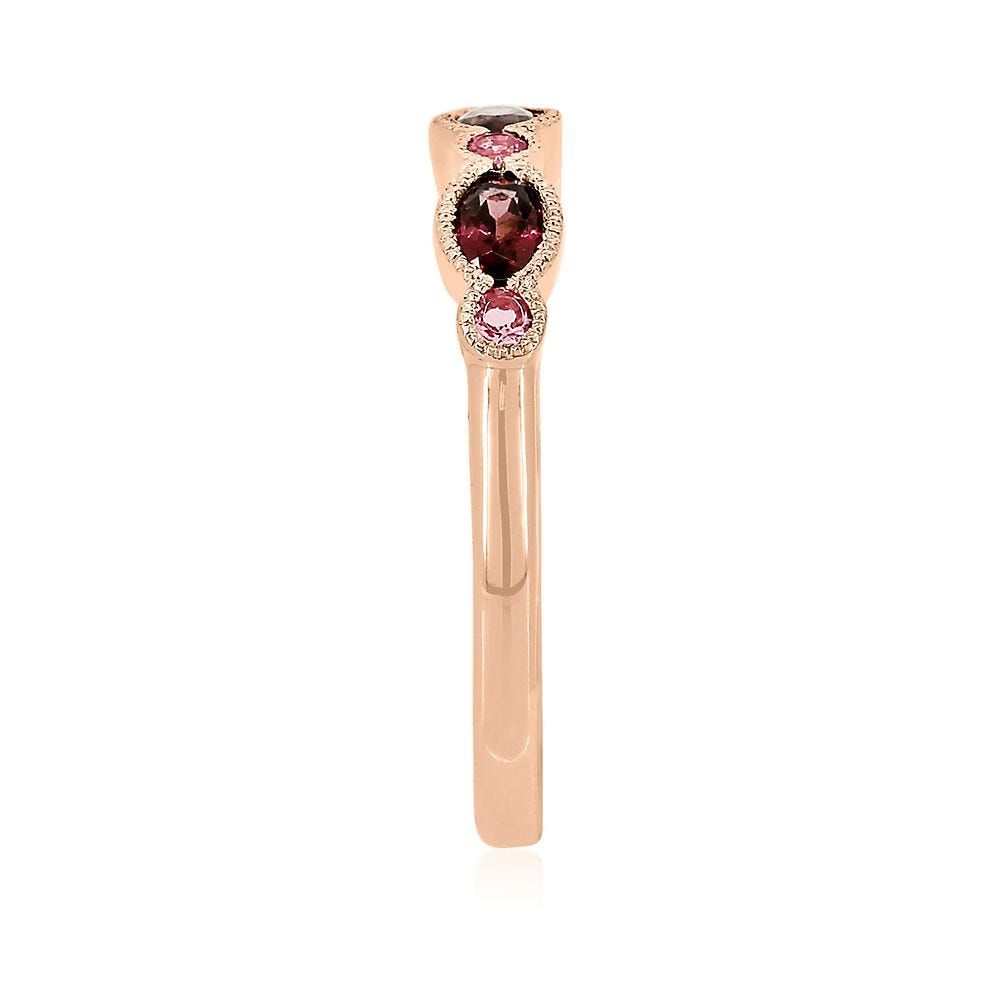 Garnet & Pink Tourmaline Stack Ring 10K Rose Gold