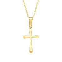 Children's Domed Cross Pendant in 14K Yellow Gold