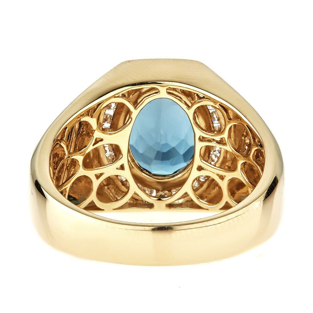 Men's Blue Topaz & 1/2 ct. tw. Diamond Ring 14K Yellow Gold