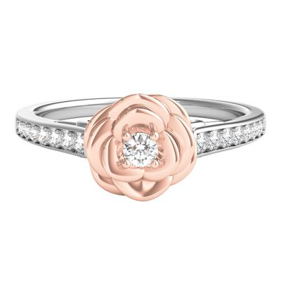 Belle PavÃ© Diamond Rose Ring Sterling Silver & 10K Gold (1/5 ct. tw.)