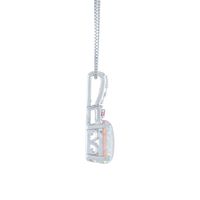 Lab-Created Opal, Pink & White Sapphire Pendant in Sterling Silver